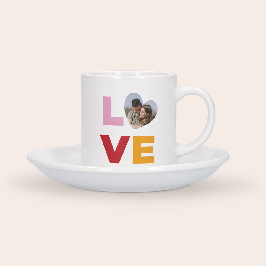 Personalized cappuccino cup and saucer gift by Giftaty, alternate view