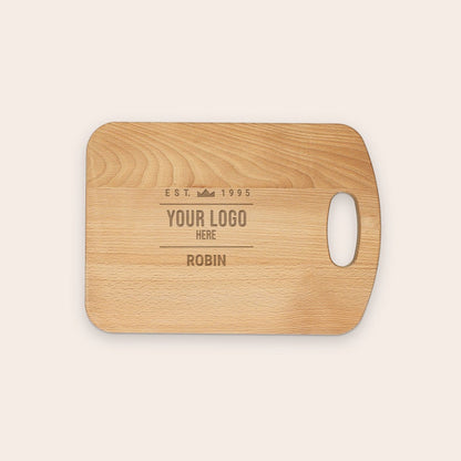 Oiled beech wood chopping board, additional example, with customized engraved text