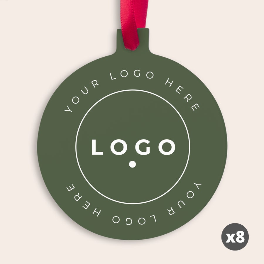 Example of personalized Christmas ornaments with a custom printed design