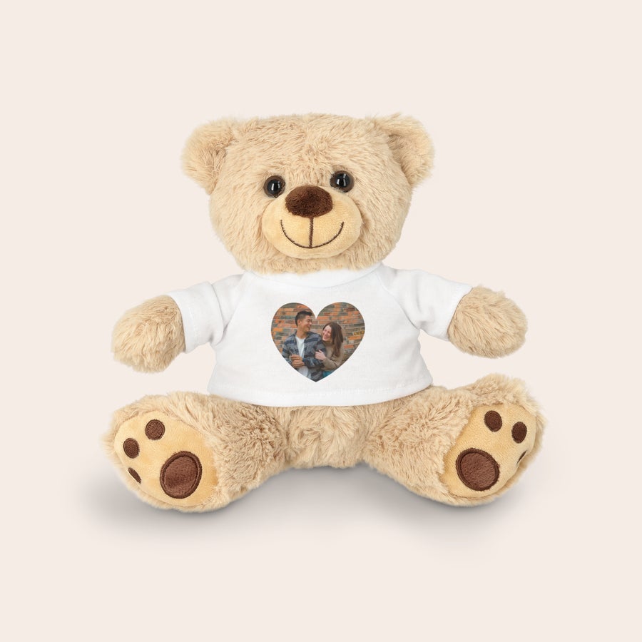 Second view of the personalized photo teddy bear gift with custom T-shirt design
