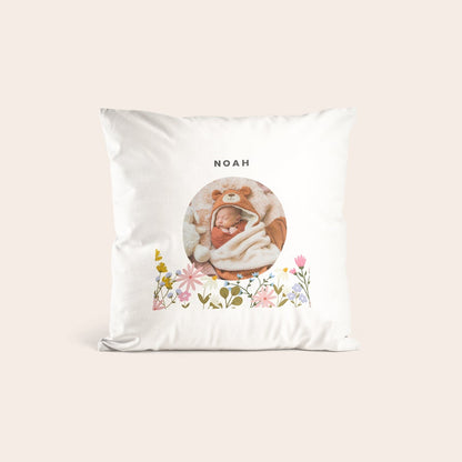 Baby photo cushion gift idea shown in an alternative example