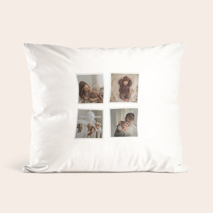 Photo cushion with personalized text shown as an example design