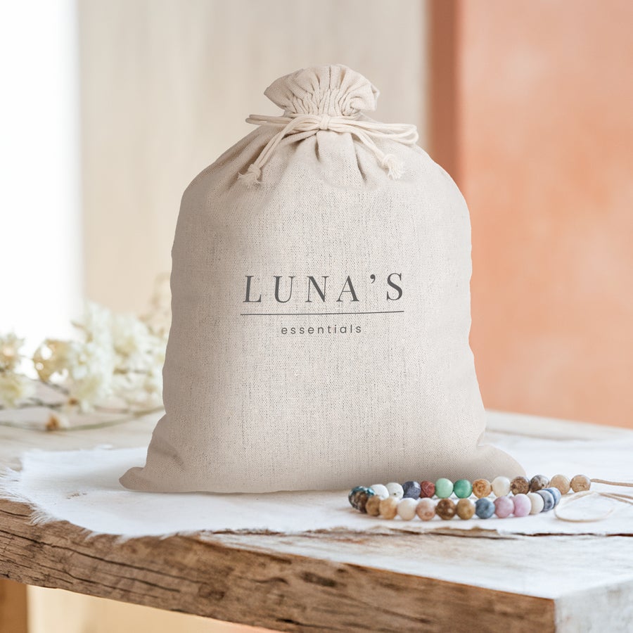 Cotton and linen drawstring gift bag, alternate view