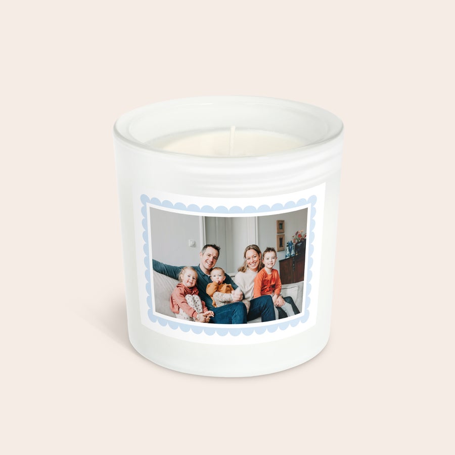 Personalized glass candle holder gift by Giftaty printed with a custom photo