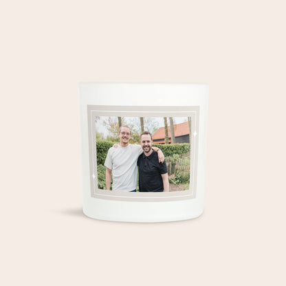 Personalized candle holder with name and photo, detail view