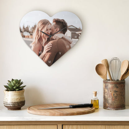 Personalized heart shaped photo clock gift by Giftaty