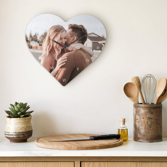 Personalized heart shaped photo clock gift by Giftaty