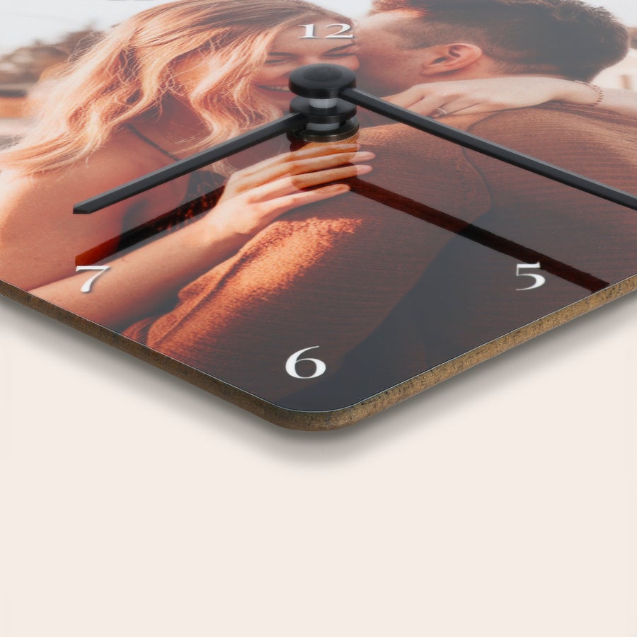 Heart photo clock printed in full HD colour, example design