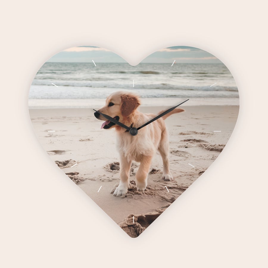 Custom heart clock with photo and text, alternate view