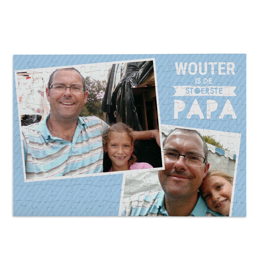 Personalized Father's Day photo jigsaw puzzle gift by Giftaty, close-up detail