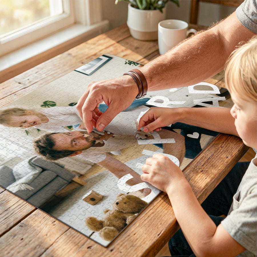 Personalized Father's Day photo jigsaw puzzle gift by Giftaty, main product view