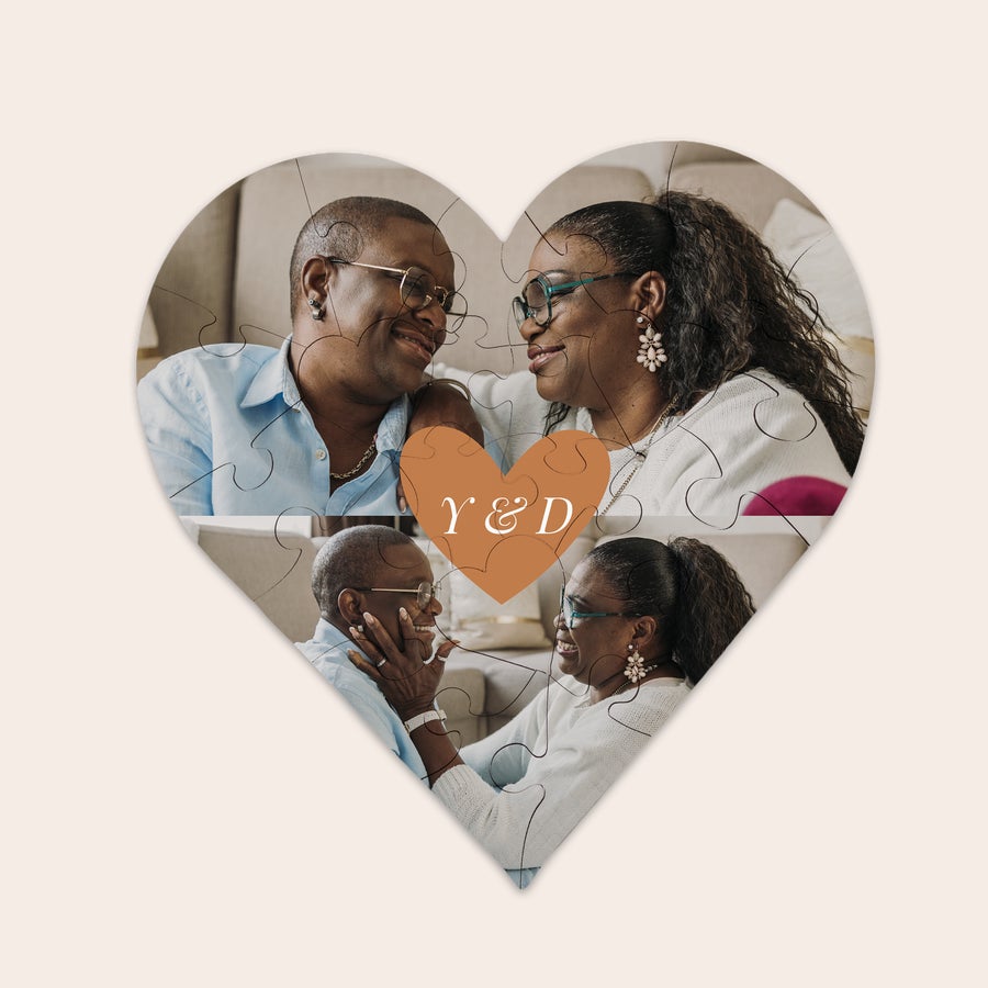 Personalized heart-shaped photo puzzle gift by Giftaty, alternate view