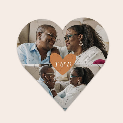 Personalized heart-shaped photo puzzle gift by Giftaty, alternate view