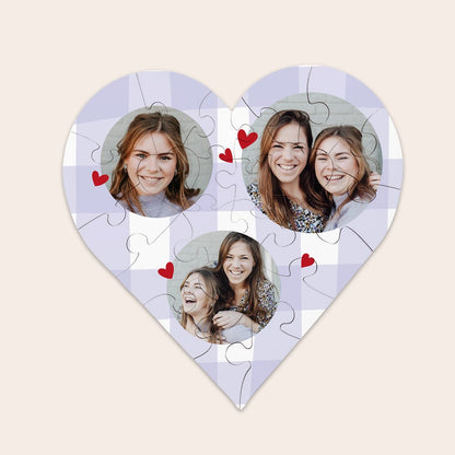 Personalized heart-shaped photo puzzle gift by Giftaty, design example