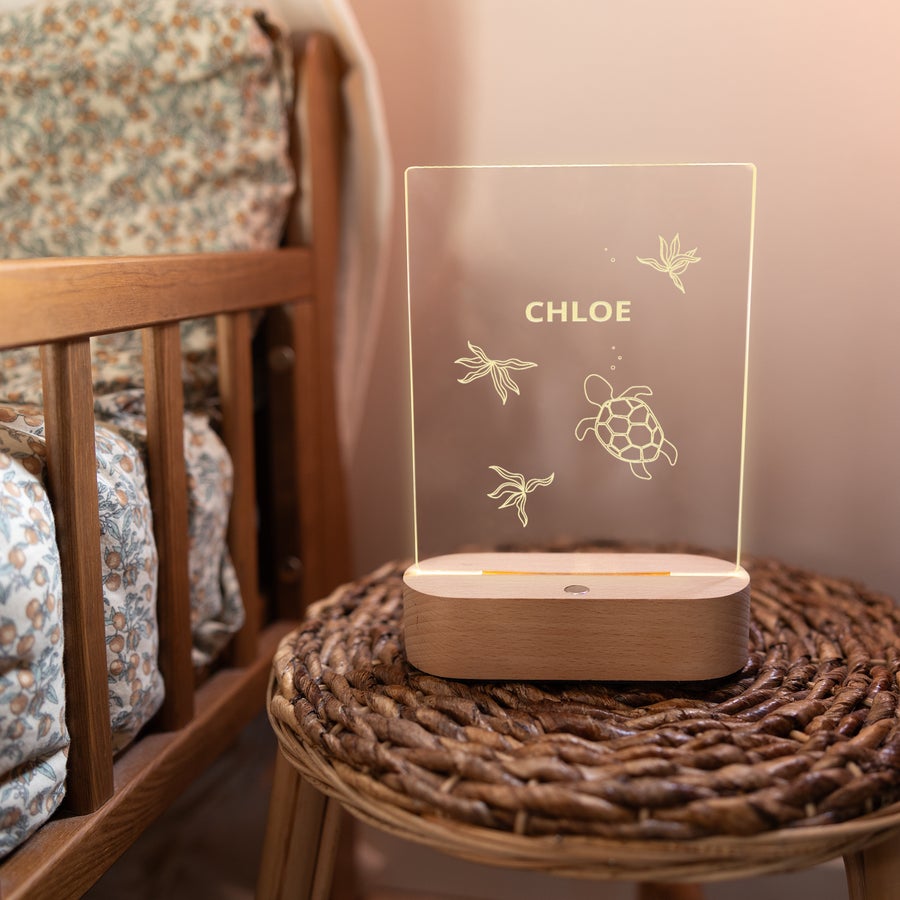 Personalized rectangle LED name light gift by Giftaty with engraved text