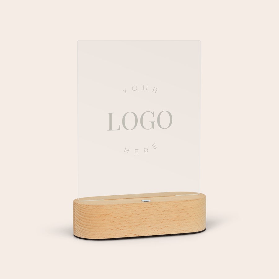 Personalized rectangle acrylic light with stand, another example