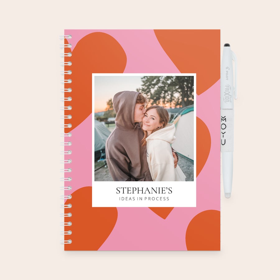 A5 notebook, alternate view, with a customized photo and text cover