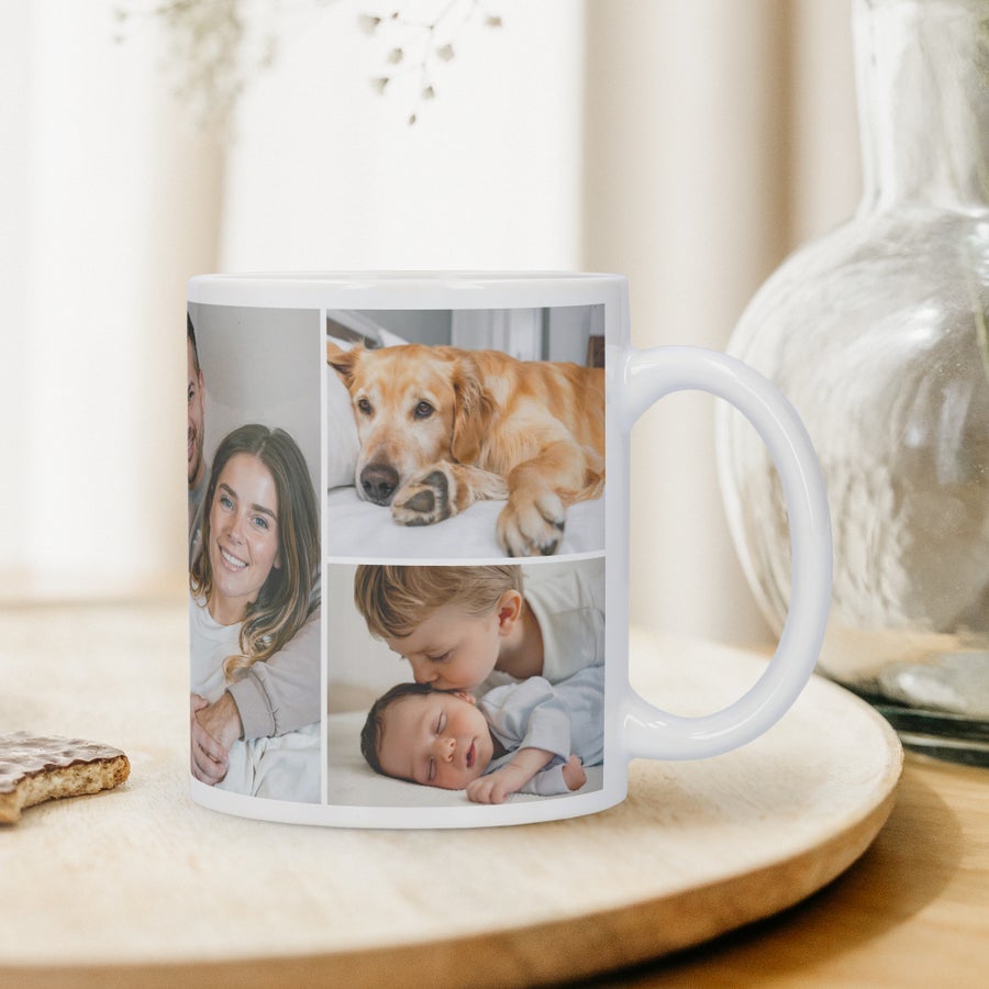 Personalized white ceramic photo mug gift by Giftaty, design example