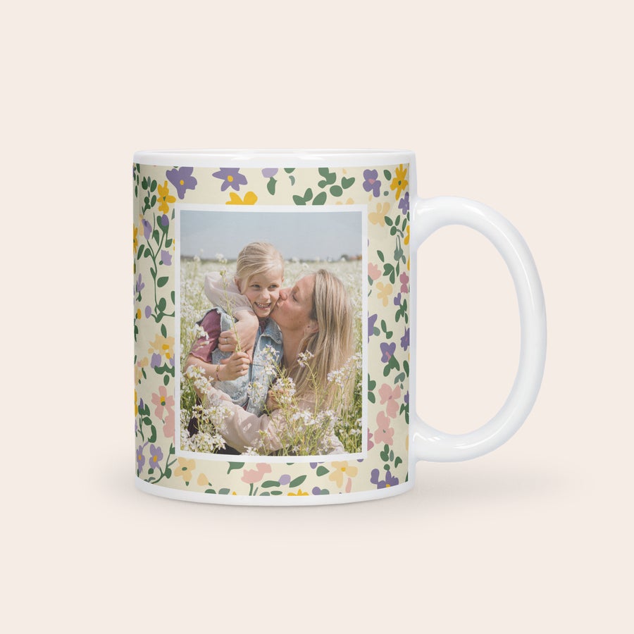 Personalized white ceramic photo mug gift by Giftaty, another design example