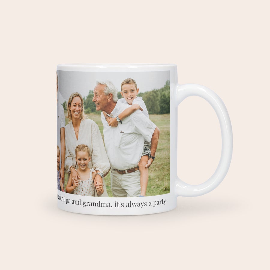 Personalized white ceramic photo mug gift by Giftaty, alternate view