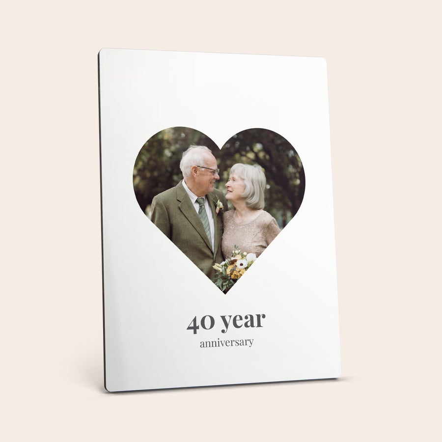 Personalized photo stand with easel, detail view