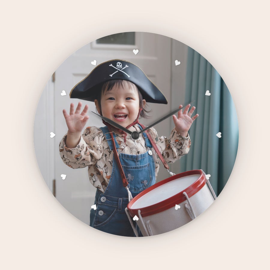 Custom printed round photo clock, additional view
