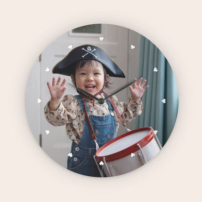 Custom printed round photo clock, additional view