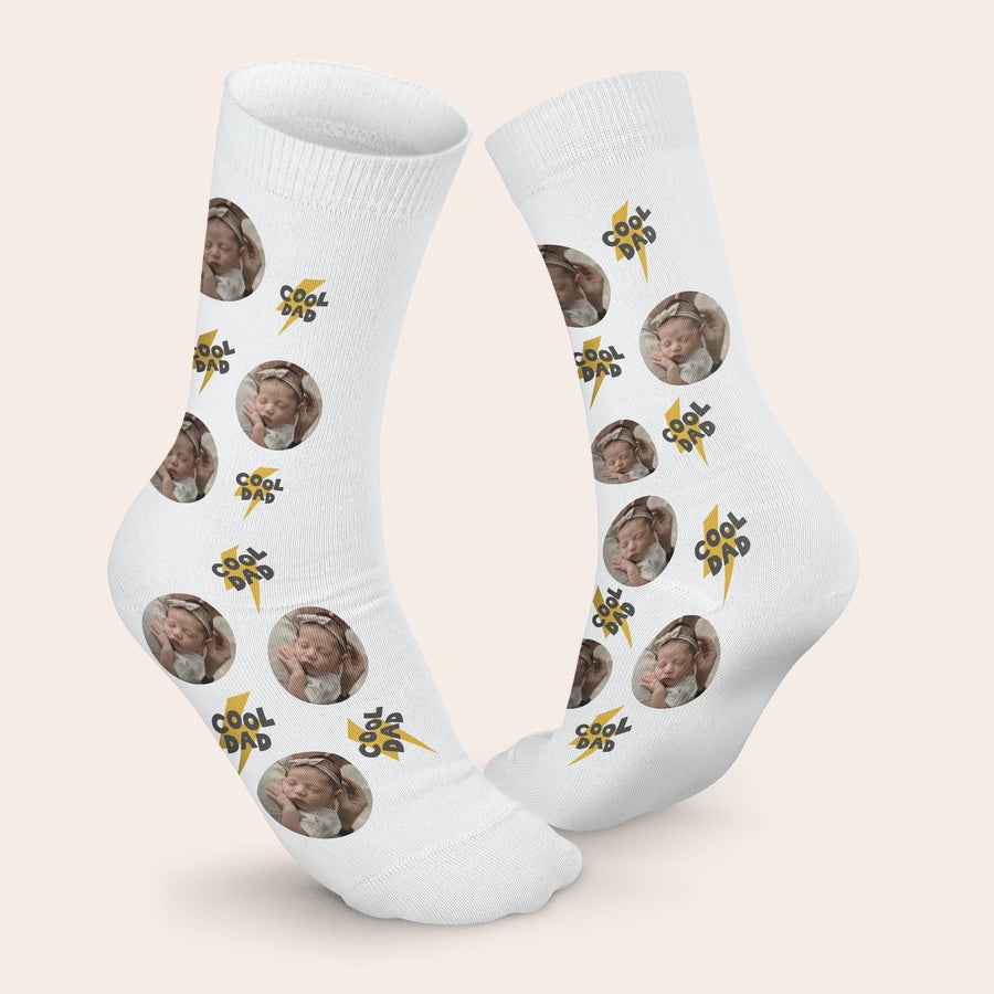 Close-up of personalized photo socks print detail by Giftaty