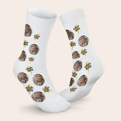 Close-up of personalized photo socks print detail by Giftaty