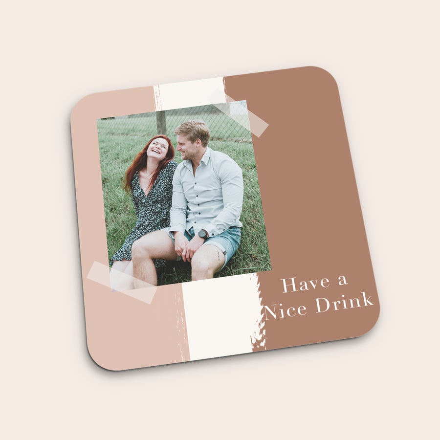 Square photo coaster customized with a full-colour photo, name or logo by Giftaty