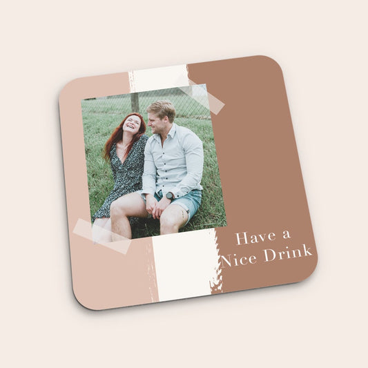 Square photo coaster customized with a full-colour photo, name or logo by Giftaty