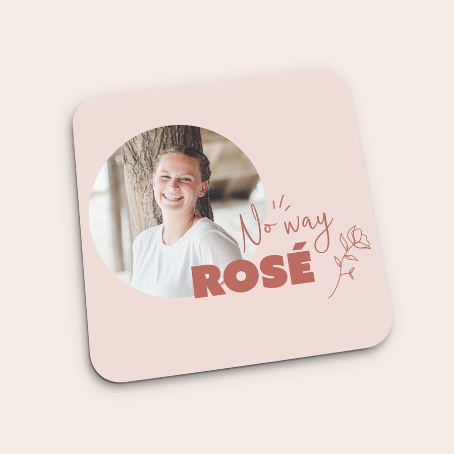 Square photo coaster, alternate view, customized with a full-colour photo, name or logo