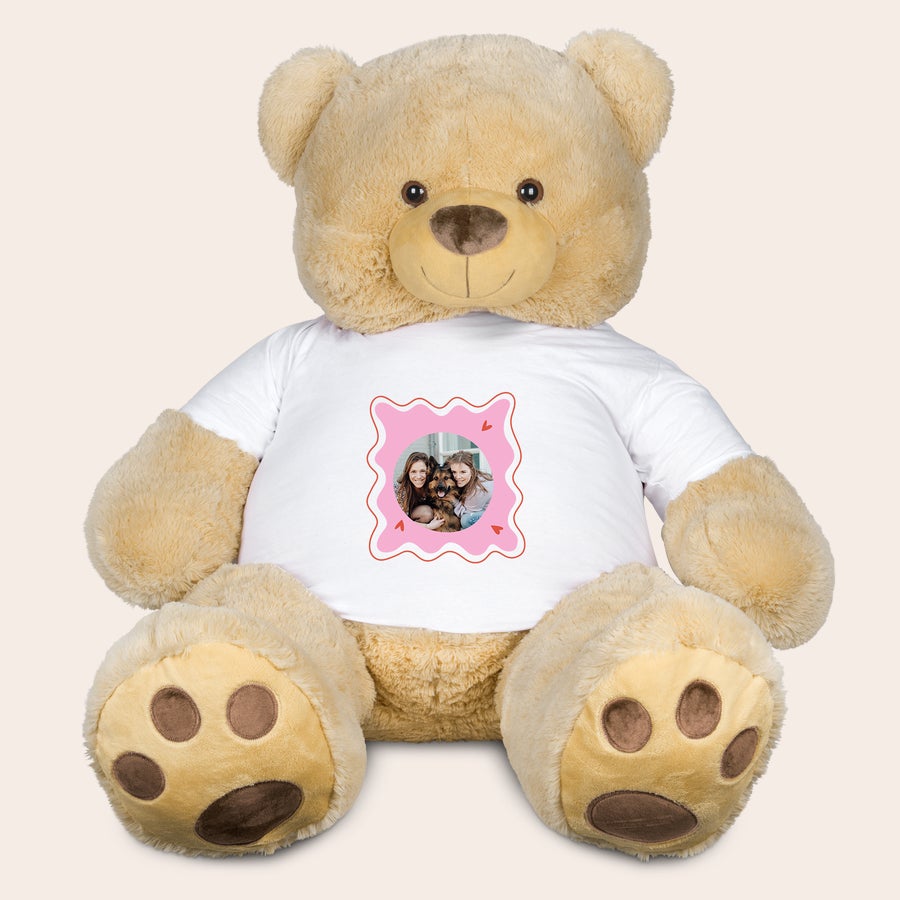 Second view of the 100 cm personalized teddy bear, a big romantic custom gift