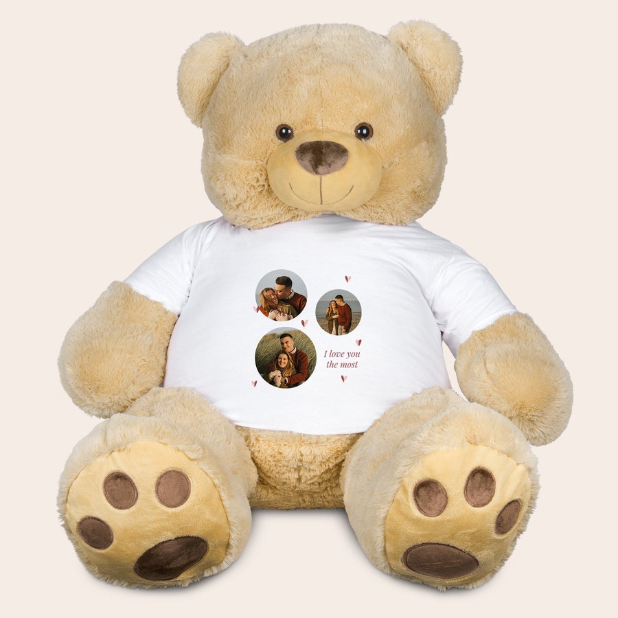XXL custom teddy bear with full-colour personalized T-shirt print