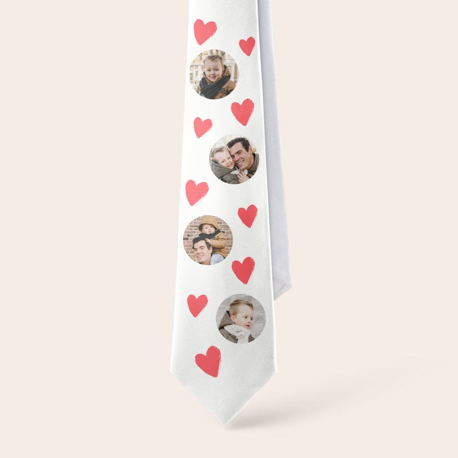Personalized white photo tie gift by Giftaty with a custom print
