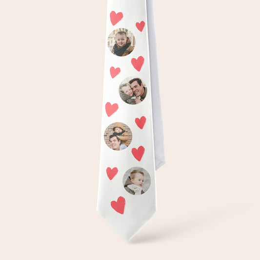 Personalized white photo tie gift by Giftaty with a custom print