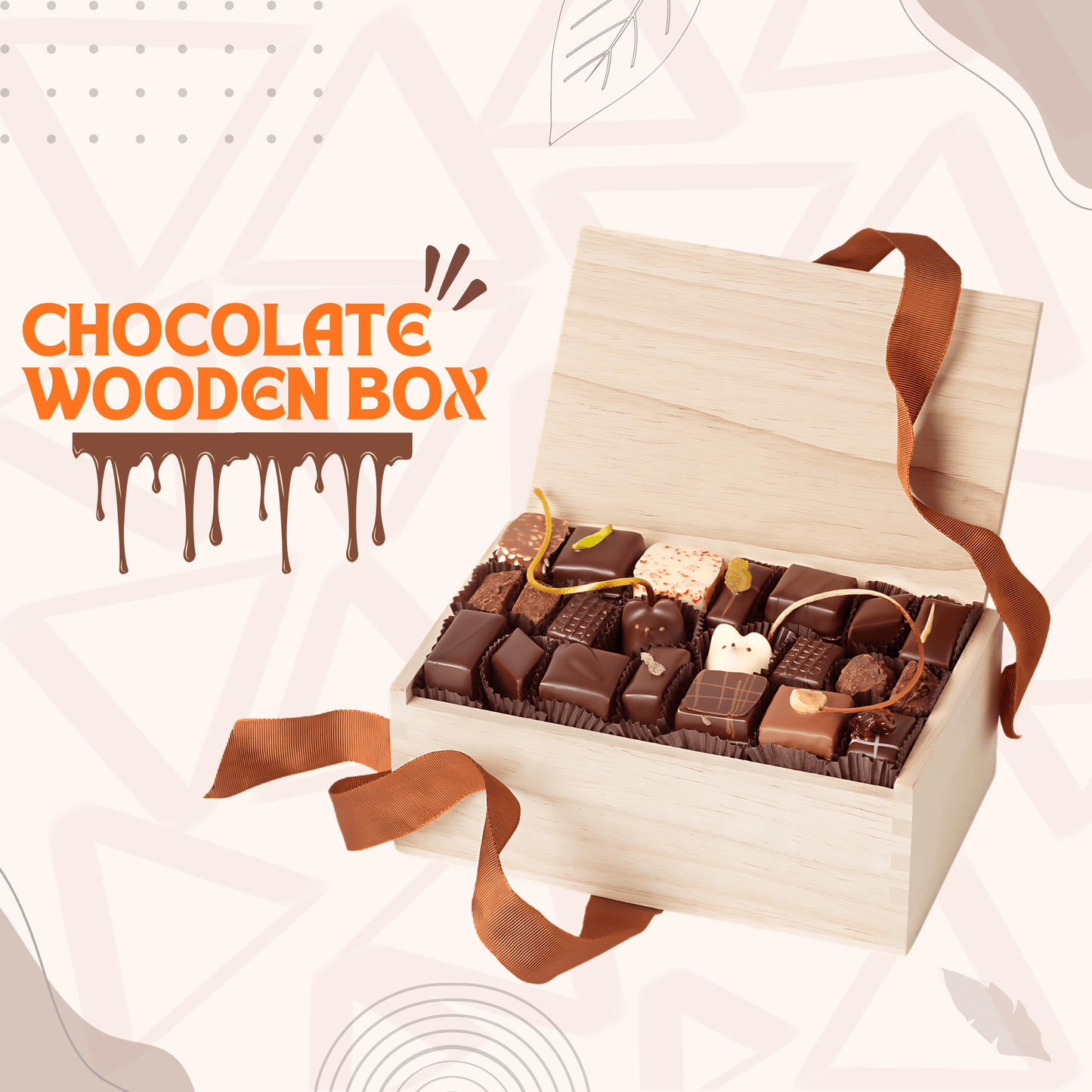 Premium Chocolate Wooden Box with Nuts – Custom Box Names & Messages - Giftaty