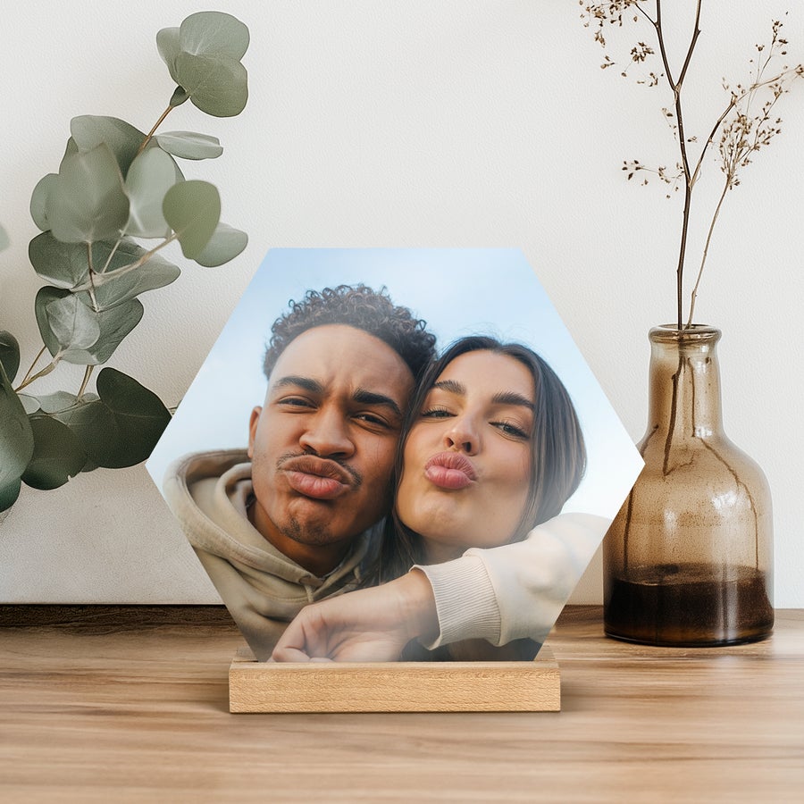 Personalized photo tile with stand gift by Giftaty printed with a custom photo