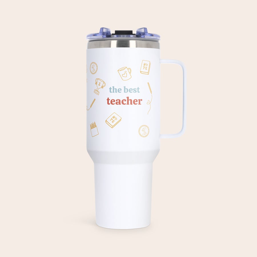 Customized 1.2L stainless steel tumbler with straw gift by Giftaty, design example