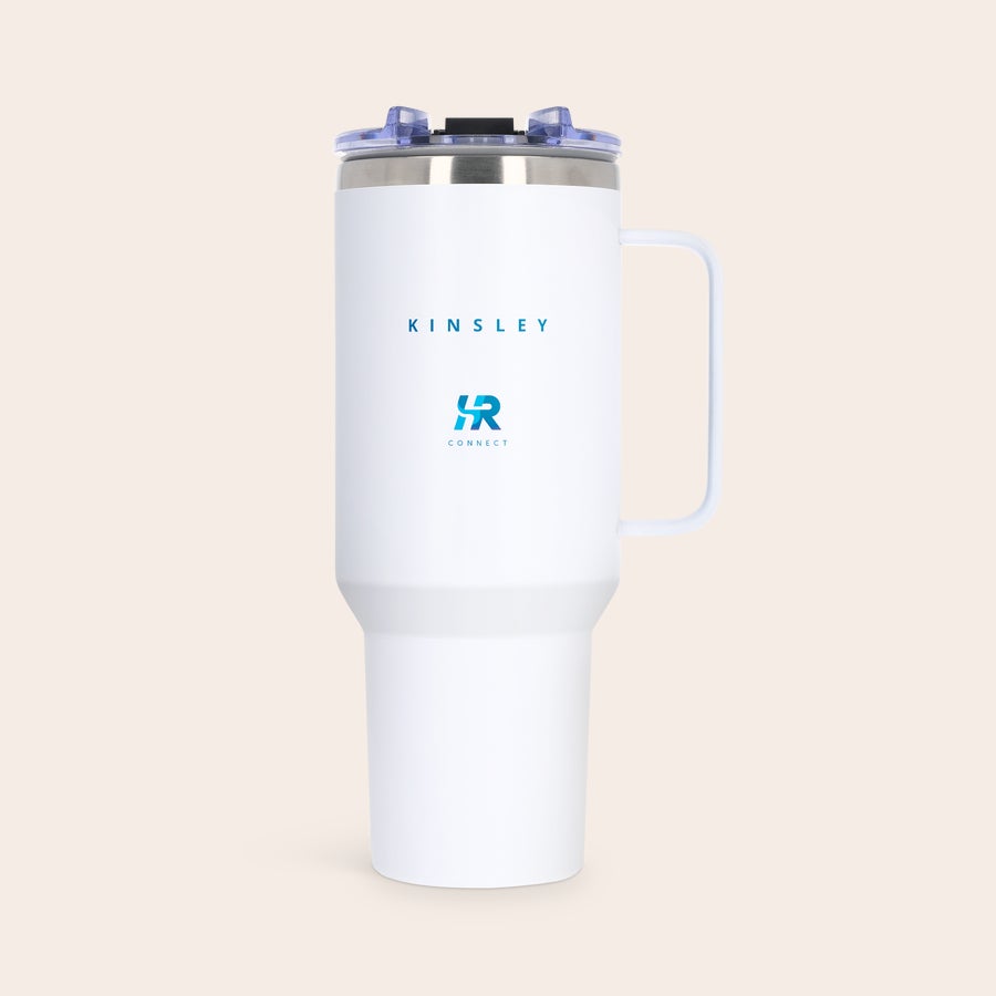 Customized 1.2L stainless steel tumbler with straw gift by Giftaty, close-up detail
