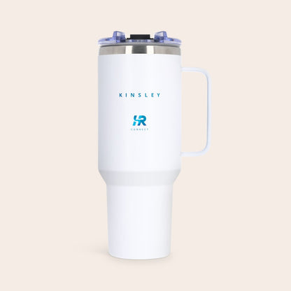 Customized 1.2L stainless steel tumbler with straw gift by Giftaty, close-up detail